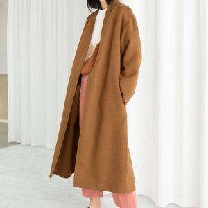 & Other Stories Belted Wool Blend Long Coat